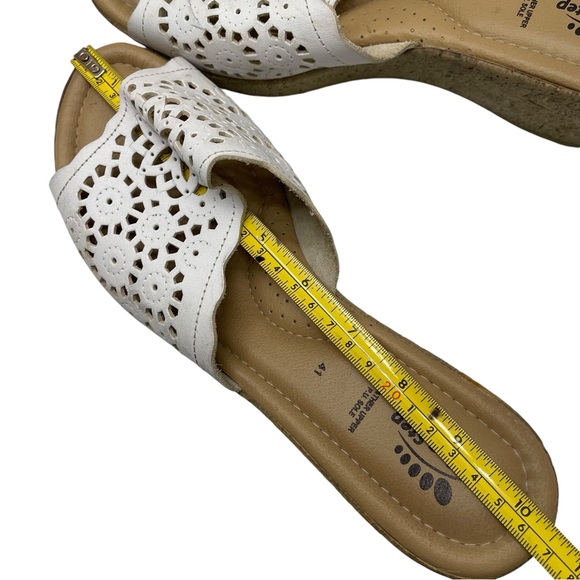 Womens Spring Step Slide Wedge Sandals Shoes Size 41 EU 9.5 - 10 US White Italy - Picture 6 of 10